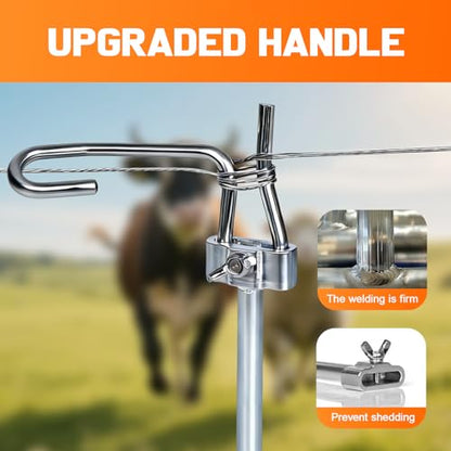 20PCS Fence Wire Tightener Kit, 6mm Wire Tensioner for Farm Fencing | Wire Tightener Clips, Includes Tightener Handle, 1/4" Barbed Wire & Ranch Fence Repair Tool for Ranch, Farm & Garden Fencing