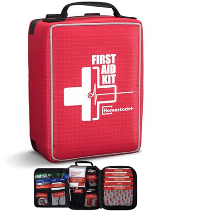 First Aid Kit, Upgrade Trauma First Aid Kit with Labelled Compartments -Emergency Medical Kits with Molle System First Aid Kits for Car, Home, Hiking, Camping and Outdoor Emergencies -216 Pieces - size: Standard Kit
