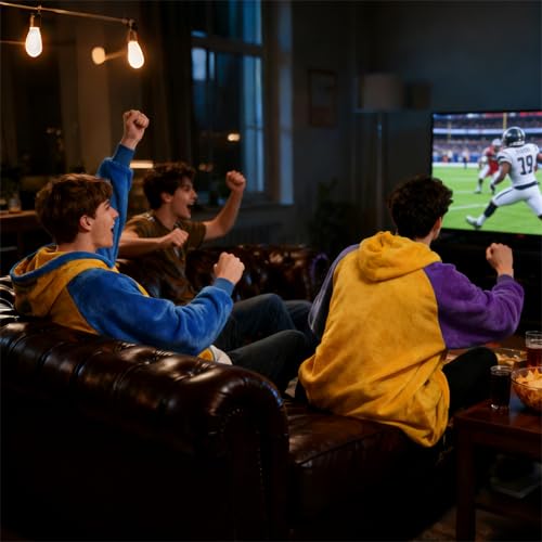 Catalonia Oversized Blanket Hoodie, Wearable Fleece Blanket Sweatshirt - color: Purple and Gold Sports
