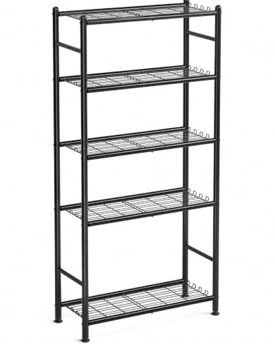 APEXCHASER Metal Storage Shelves 5-Tier, Wire Shelving Unit for Kitchen | Sturdy Metal Wire Frame with Side Hooks, Open Wire Design for Pantry Garage - size: 5-Tier