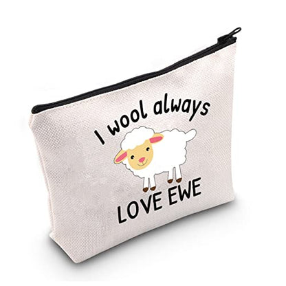 LEVLO Funny Lambs Farm Animals Lovers Gifts I Wool Always Love Ewe Makeup Bags Lamb Sheep Pun Xmas Valentine Travel Case(Always Love Ewe) - color: Always Love Ewe