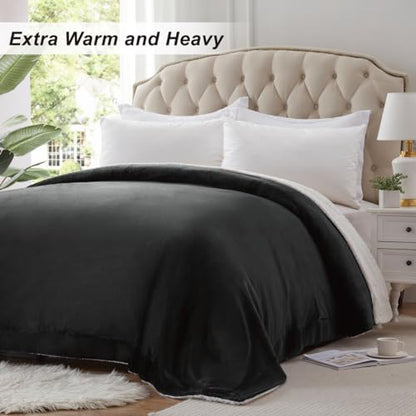 KAWAHOME Sherpa Fleece King Size Blanket for Bed, Extra Warm Heavy Thick - color: Dark Grey, size: King ( 108" X 90" )