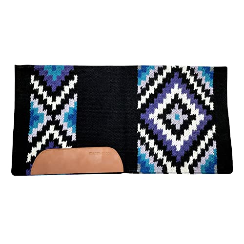 Tahoe Tack 34" x 36" Maisie New Zealand Wool Western Show Saddle Blanket Pad - color: Black/Purple/Turquoise/Silver/White