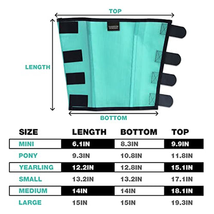 Harrison Howard Loose Fitting Fly Boots UV-Protective Extra Tough Mesh Ventilated Four Fasteners Stay-on Design Protect Horse Legs & Stomp-Reducing Set of 4 Mint Mini - color: Mint, size: Mini