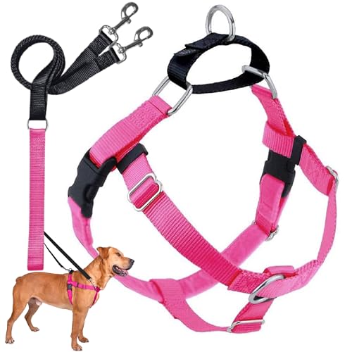 2 Hounds Design Freedom No Pull Dog Harness and Leash, 1" MD, Hot Pink - color: Hot Pink, size: 1" MD (Chest 24" - 28")