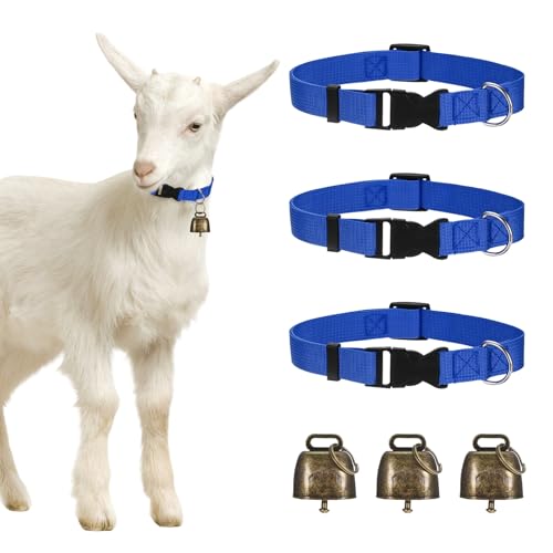 M METERXITY 3-Pack Goat Collars with Bells Polyester Dark Blue - color: Dark Blue