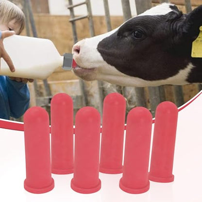 6PCS Calf Feeder Pacifier Teats Soft Rubber Food Grade Feeding Nipples - color: RED