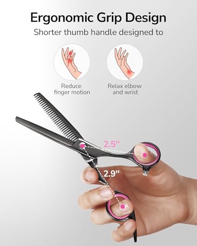ULG Hair Thinning Scissors Professional Barber’s Texturizing Teeth Shears for Hairdressing, Salon and Home Use Thinning Shears for Hair Cutting, Made of Japanese Stainless Steel, 6.5 inch - color: Black