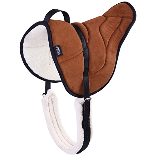 Harrison Howard Equestrian Saddle Pad Horse Riding Pad Bareback Pad with Girth - color: Brown