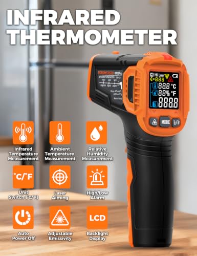 3 in 1 Digital Infrared Thermometer Gun with High/Low Alarm POROMETISTO - size: IM02PRO