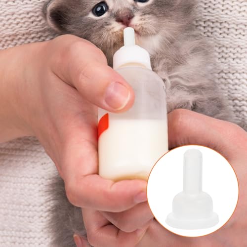 Homoyoyo 40-Pack Replacement Bottle Nipples Cat - Silicone Pet Nursing Nipples Nurser Silicone Replacement Pacifiers for Kitten and Puppy Small Animals, Bunny Feeding Bottle White 0.98X0.63 Inch