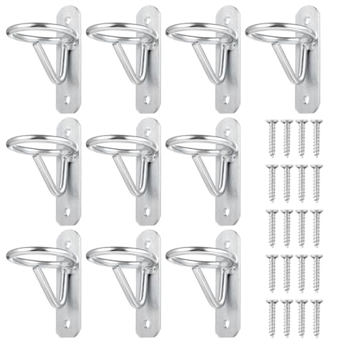 10 PCS Bucket Hook Hangers, Horse Stall Metal Horse Water Bucket Hooks, Heavy Duty Horse Accessories, Wall Mount Bucket Holders for Horse Stall Stable Farmhouse Supplies, Silver