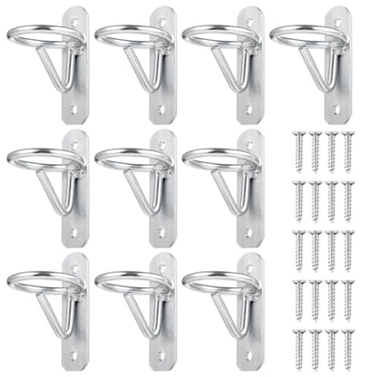 10 PCS Bucket Hook Hangers, Horse Stall Metal Horse Water Bucket Hooks, Heavy Duty Horse Accessories, Wall Mount Bucket Holders for Horse Stall Stable Farmhouse Supplies, Silver
