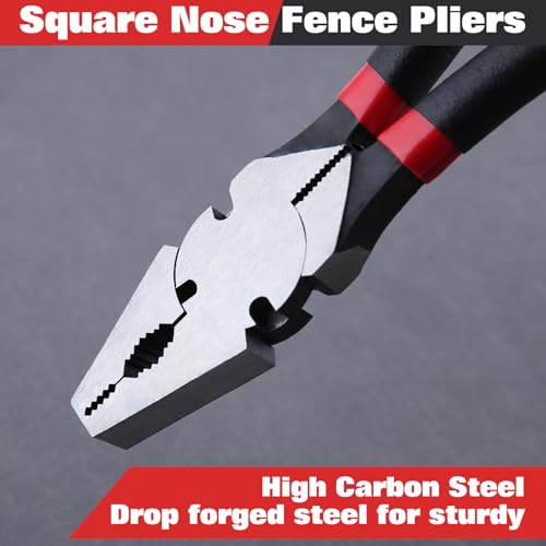 SPEEDWOX 10 Inch Square Nose Fence Pliers With Shear-Type Wire Cutters - style: 10" Square Nose Fence Pliers