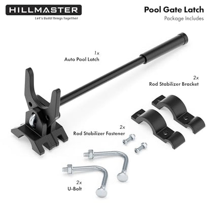 Auto Pool Gate Latch,Chain Link Child Safety Pool Latch for Chain Link 1-3/8" Gate Frames and 1-7/8" Gate Posts,Push Style Pool Latch for Outdoor Fence Self-Latching Pool Latch with Spring Closer - size: 1-3/8"x1-7/8"