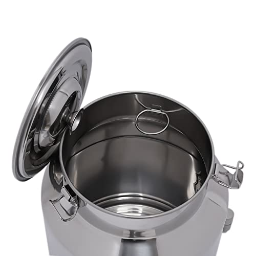 28L Stainless Steel Milk Can, Heavy Duty Food Storage & Transport Container for Dairy, Wine, Grains, Ideal for Home, Farm & Commercial Use, With a Faucet - size: 7.4Gallon