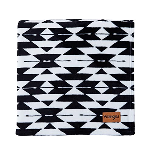 Wrangler - Soft Plush Throw Blanket for Bed & Couch, 50x70 - color: Navajo Black, size: 50" x 70"