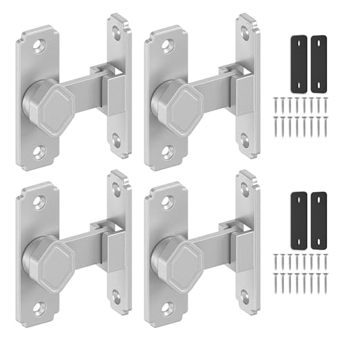 Sliding Barn Door Lock, 90 Degree Flip Security Gate Latch - color: Silver-4 Pcs