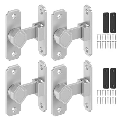 Sliding Barn Door Lock, 90 Degree Flip Security Gate Latch - color: Silver-4 Pcs
