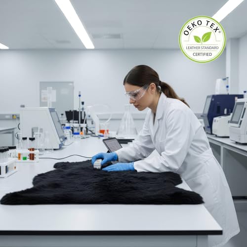 Super Area Rugs Black Sheepskin Rug Genuine Single 2x3ft Pelt Fluffy Fur Seat Cushion and Chair Cover - color: Dark Black, size: 2' x 3' (Natural)