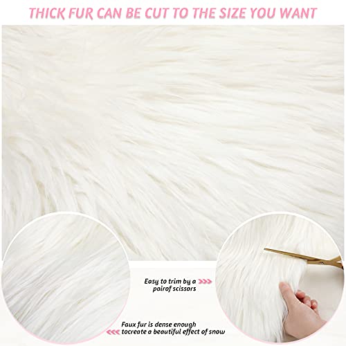 Tatuo 60 X 18 Inch White Fake Fur Fabric for Crafts Sewing DIY - color: White, size: 60 x 18 Inch