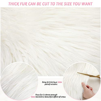 Tatuo 60 X 18 Inch White Fake Fur Fabric for Crafts Sewing DIY - color: White, size: 60 x 18 Inch