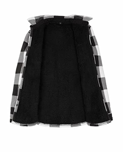 ZENTHACE Men's Warm Sherpa Lined Plaid Shirt Jacket - color: Buffalo Plaid Black and White, size: Medium