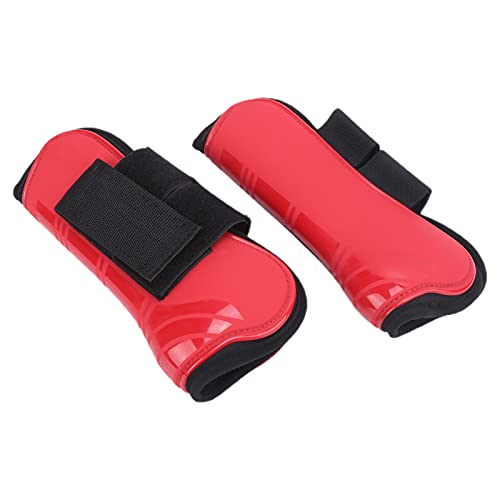 Horse Tendon Boots for Riding and Jumping, PU Shell Protectors with Elastic Neoprene, Nylon Fastener, Red Front and Hind Boots to Prevent Leg Injuries - size: A pair of large front legs