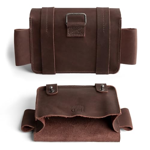 Hide & Drink, Empty First Aid Bag, Mini Medical Storage Pouch, Rectangular Bag for Survival Kit, Full Grain Leather, Handmade - color: Bourbon Brown