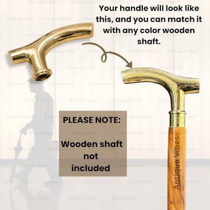 Walking Stick Handles Replacement with Brass Collar Ring Pet Handle for Wood Canes Costume Prop Casual Unisex Gift