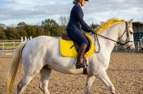 CHALLENGER Horse English Quilted Contoured Dressage Trail Saddle Pad 7295 - color: Deep Bright Yellow, size: 22" (Spine) x 23" (Drop)