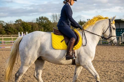 CHALLENGER Horse English Quilted Contoured Dressage Trail Saddle Pad 7295 - color: Deep Bright Yellow, size: 22" (Spine) x 23" (Drop)