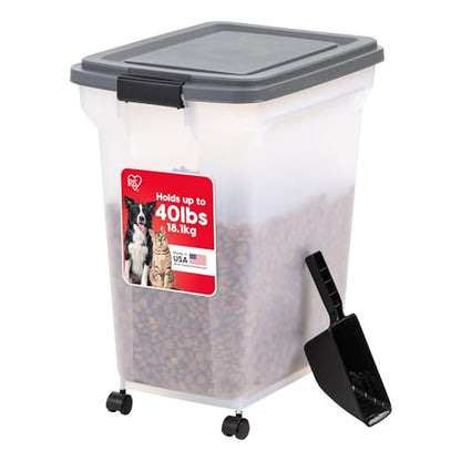 IRIS USA Dog Food Storage Container, Up to 40 lbs, Dark Gray, Made in USA - color: Dark Gray, size: 40 lbs