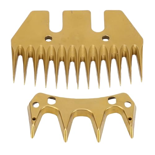 Generic Sheep Shears Replacement Blades, Gold 13 Straight Tooth 7mm Spacing, Electric Sheep Clipper Blades for Wool Shearing Farm