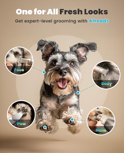 oneisall 4 in 1 Dog Grooming Kit with LCD Display - color: Silver