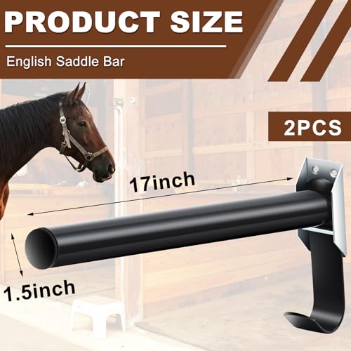 Abbylike 2 Pcs Folding English Saddle Rack Wall Mount Saddle Stand with Bridle Hook Portable Saddle Pad Rack, Fit English Saddle Bar Horse Tack Storage for Dressage Home Horse Blanket Stall Accessory