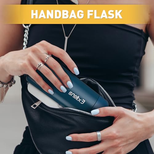 8 oz Water Bottles Made of 304 Stainless Steel, Small Water Bottles Double Wall Vacuum Insulation for Hot&Cold Drinks, Water Bottle Purse with Carry Handle - 100% Leakproof(Dark-Blue) - color: Dark Blue, size: 8.5 Ounces