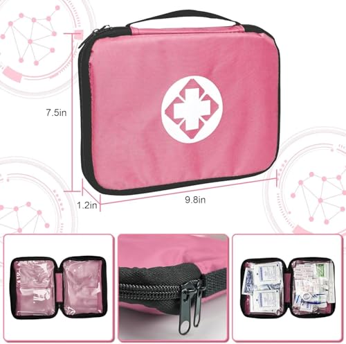 305Pcs Car First Aid Kit Refill Supplies for Business Home First Aid Emergency Kits for Office Business Compact Lovely Bag for Outdoor Activities Skating Boating - style: Pink-305Pcs