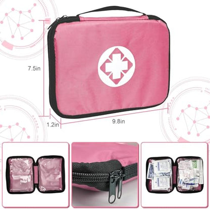 305Pcs Car First Aid Kit Refill Supplies for Business Home First Aid Emergency Kits for Office Business Compact Lovely Bag for Outdoor Activities Skating Boating - style: Pink-305Pcs