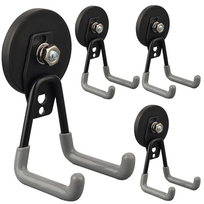 ULIBERMAGNET Heavy Duty Magnetic Hooks,Strong Large Magnet Hooks for Power Drill,Garden Tools, Hose,Pegboard,Garage,Workshop,4 Pack Magnetic Storage Hooks for Indoor Outdoor Hanging(Gray) - style: 2.59" Strong Medium L Gray 4PC