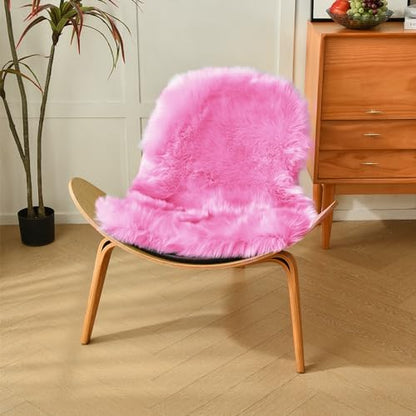 duduta Hot Pink Faux Sheepskin Rug 2x3 ft, Fluffy Fur Seat Chair Covers - color: Hot Pink, size: 2' x 3'
