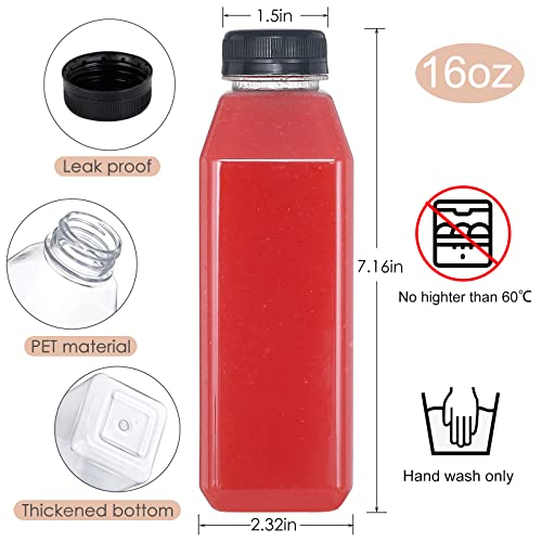 Fhxtcygj 30pcs Juice Container with Lids, 16oz Plastic Bottles with Caps - color: 30pcs 16oz