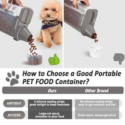 Dog Cat Food Storage Container with Cup (Dark Olive, 2.5L) - color: Dark Olive, size: 2.5L