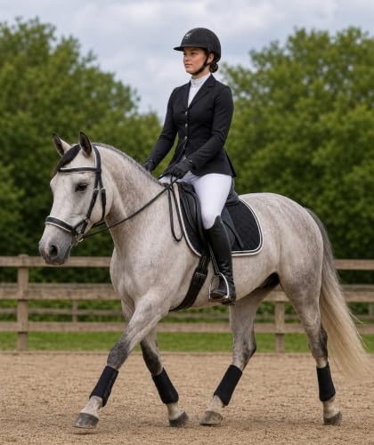 CHALLENGER Horse Western Brown Leather Training Tack Bitless Sidepull Bridle Reins 7711 - color: Black/White, size: Full