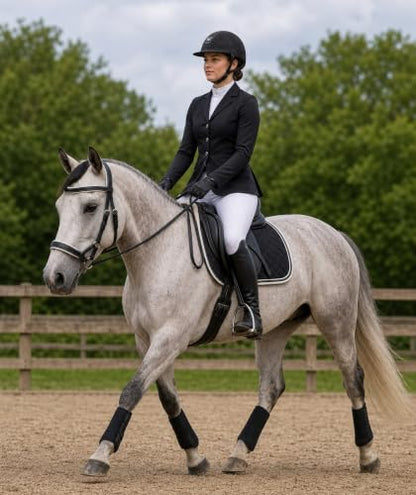 CHALLENGER Horse Western Brown Leather Training Tack Bitless Sidepull Bridle Reins 7711 - color: Black/White, size: Full