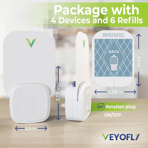 VEYOFLY Fruit Fly Traps Indoor Plug-in UV, Gnat Trap, 4 Device + 6 Refills - size: 4 Devices + 6 Refills