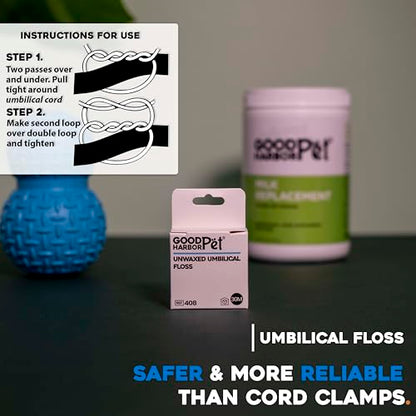 Good|Harbor Pet Un-Waxed Umbilical Whelping Floss & Animal Cord Cutting Kit | for Dog, Cat, and Animal Births | 100 Ft