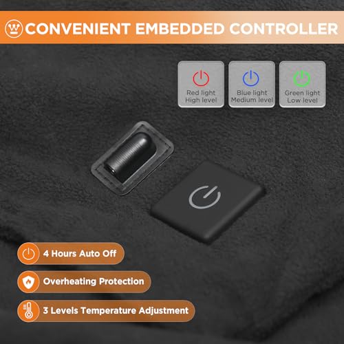 Westinghouse Heated Car Blanket, Machine Washable, 59" x 43", Charcoal - color: Charcoal