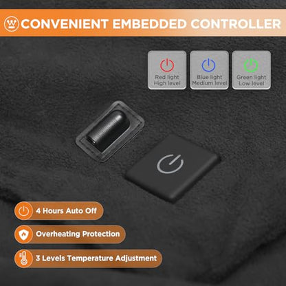Westinghouse Heated Car Blanket, Machine Washable, 59" x 43", Charcoal - color: Charcoal