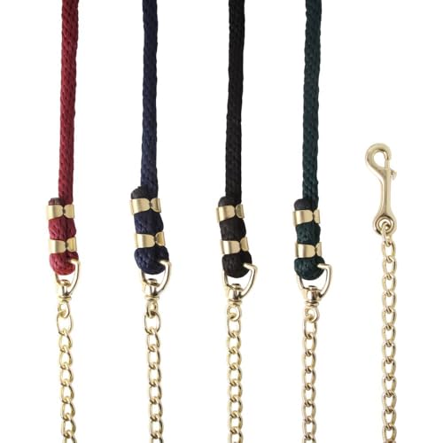 Schneiders Nylon Lead Rope with Brass Plated Chain | Durable & Rot-Resistant | 30 Brass-Plated Chain for Added Control - color: Navy
